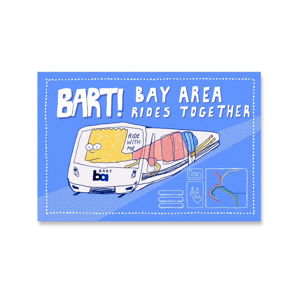 Postcard - Bart Simpson Rides BART