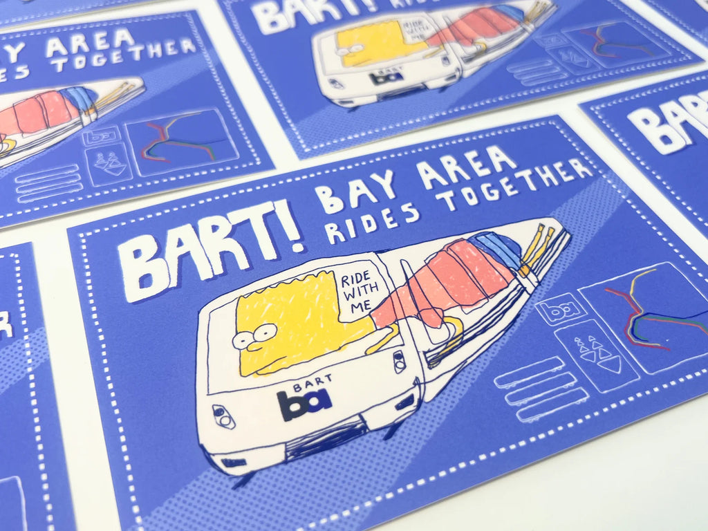 Postcard - Bart Simpson Rides BART