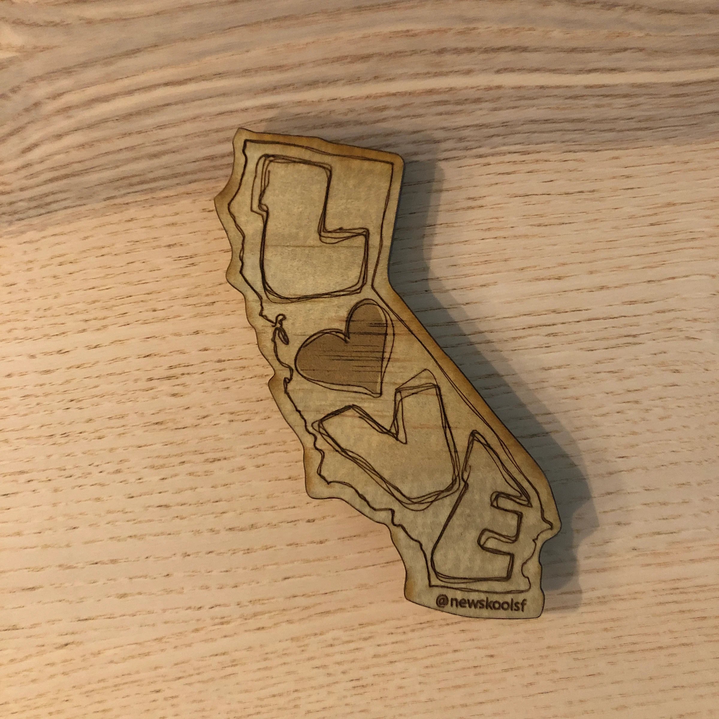 CA Love Wooden Magnet