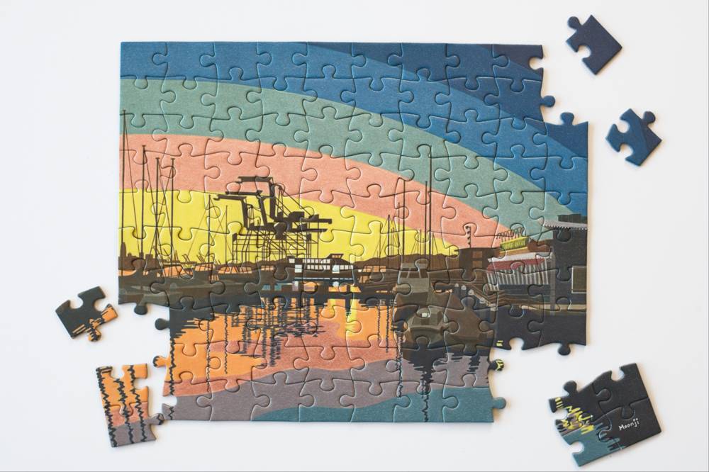 Oakland Sunset 100-Piece Mini Puzzle Artwork by MoonJi Pickering