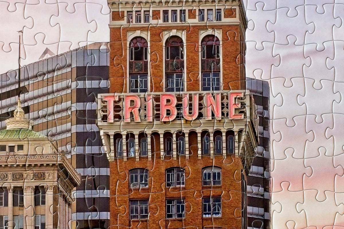Tribune Tower Puzzle by DeAnna Tibbs 500 Piece Downtown Oakland Skyline Jigsaw