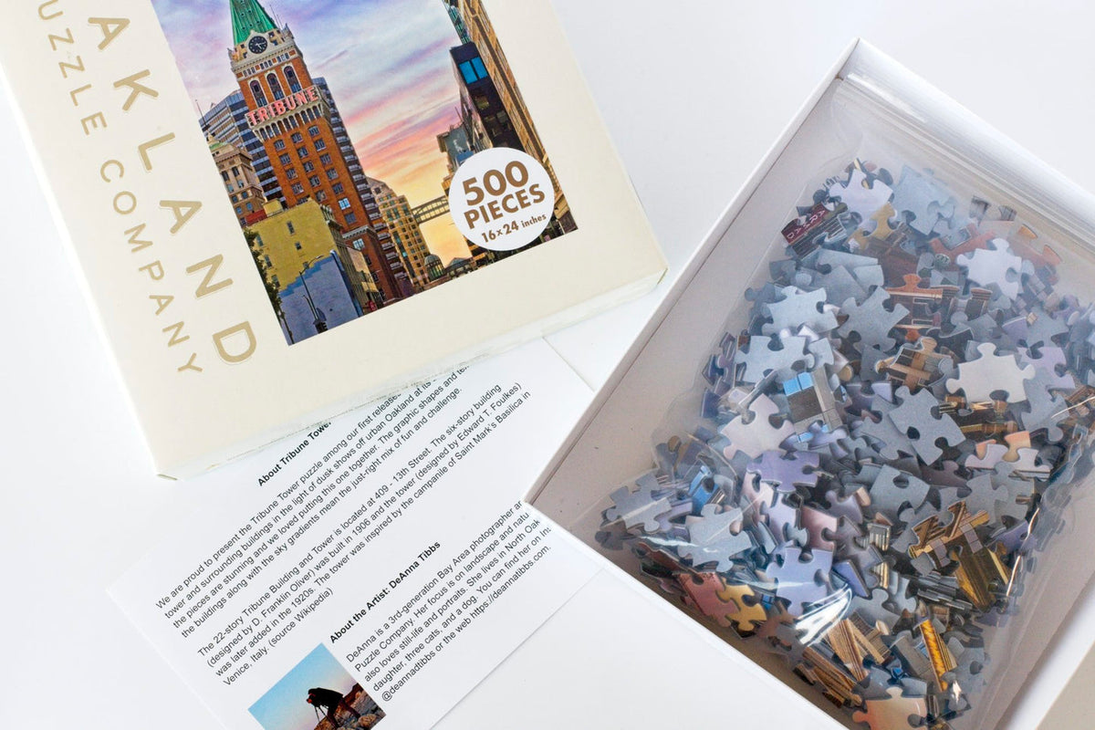 Tribune Tower Puzzle by DeAnna Tibbs 500 Piece Downtown Oakland Skyline Jigsaw