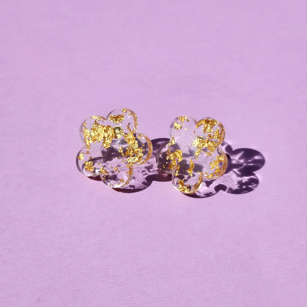 Dahilias Flower Studs - Gold