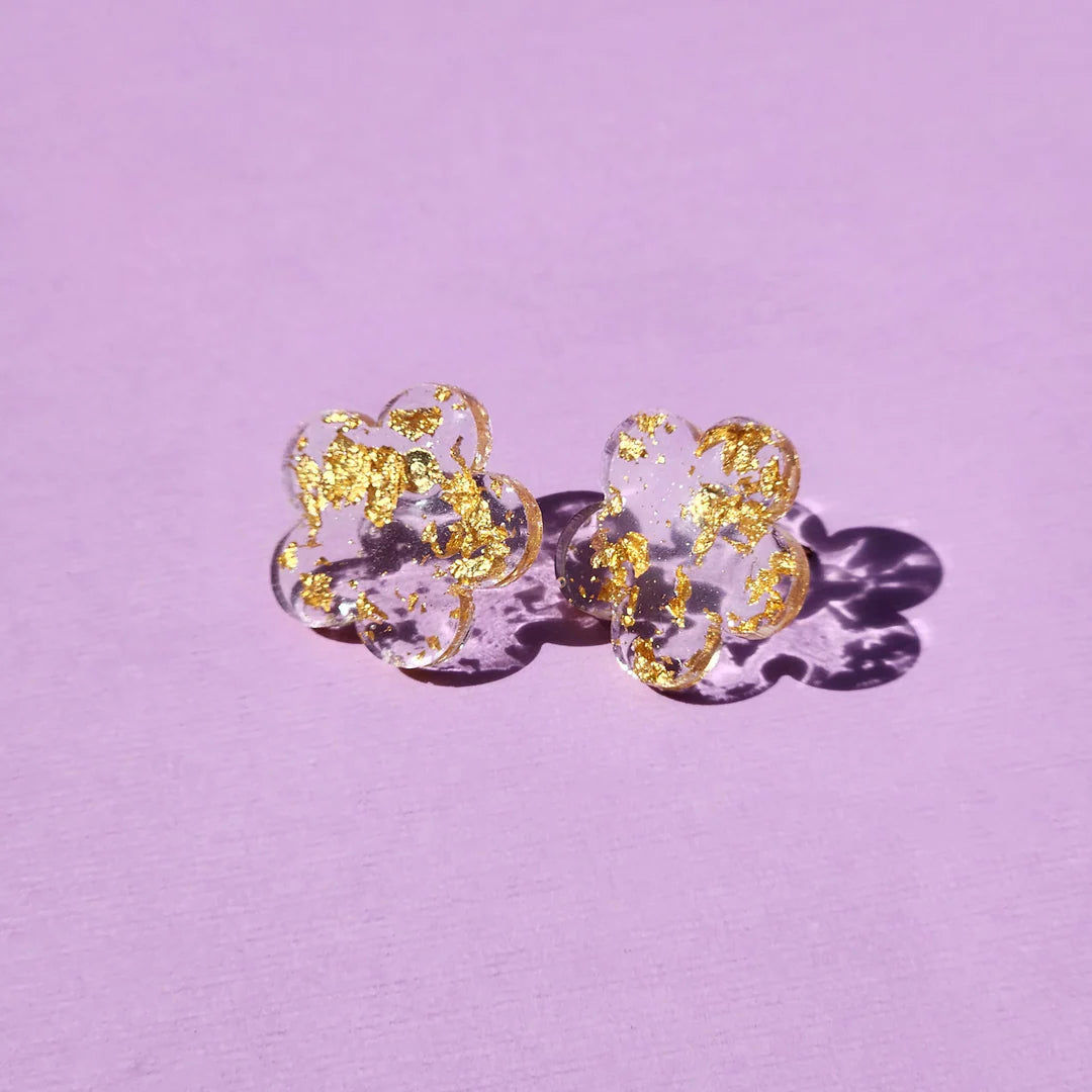 Dahilias Flower Studs - Gold