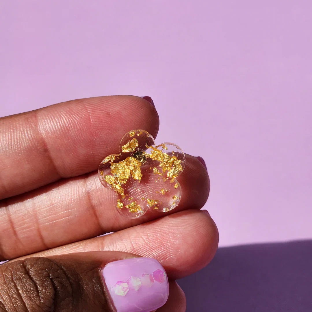 Dahilias Flower Studs - Gold