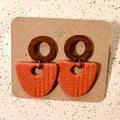 Wood post earrings: Orange