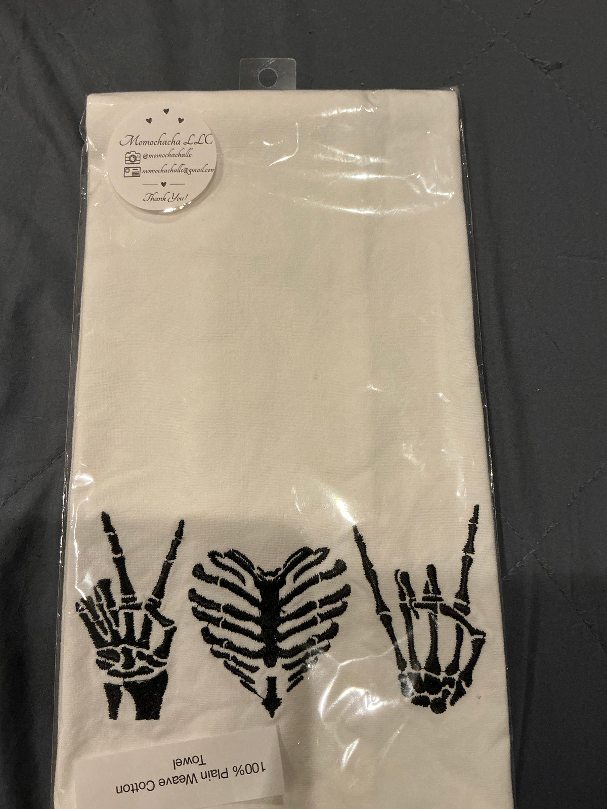 Peace Love Rock Skeleton 16”x26” Towel