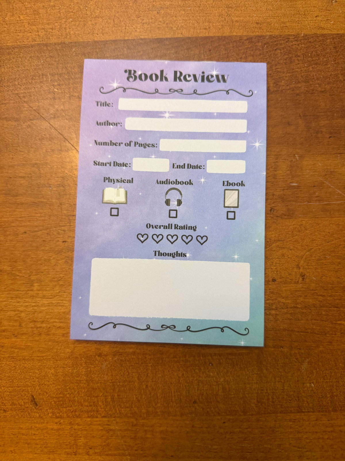 Celestial Book Review Pad