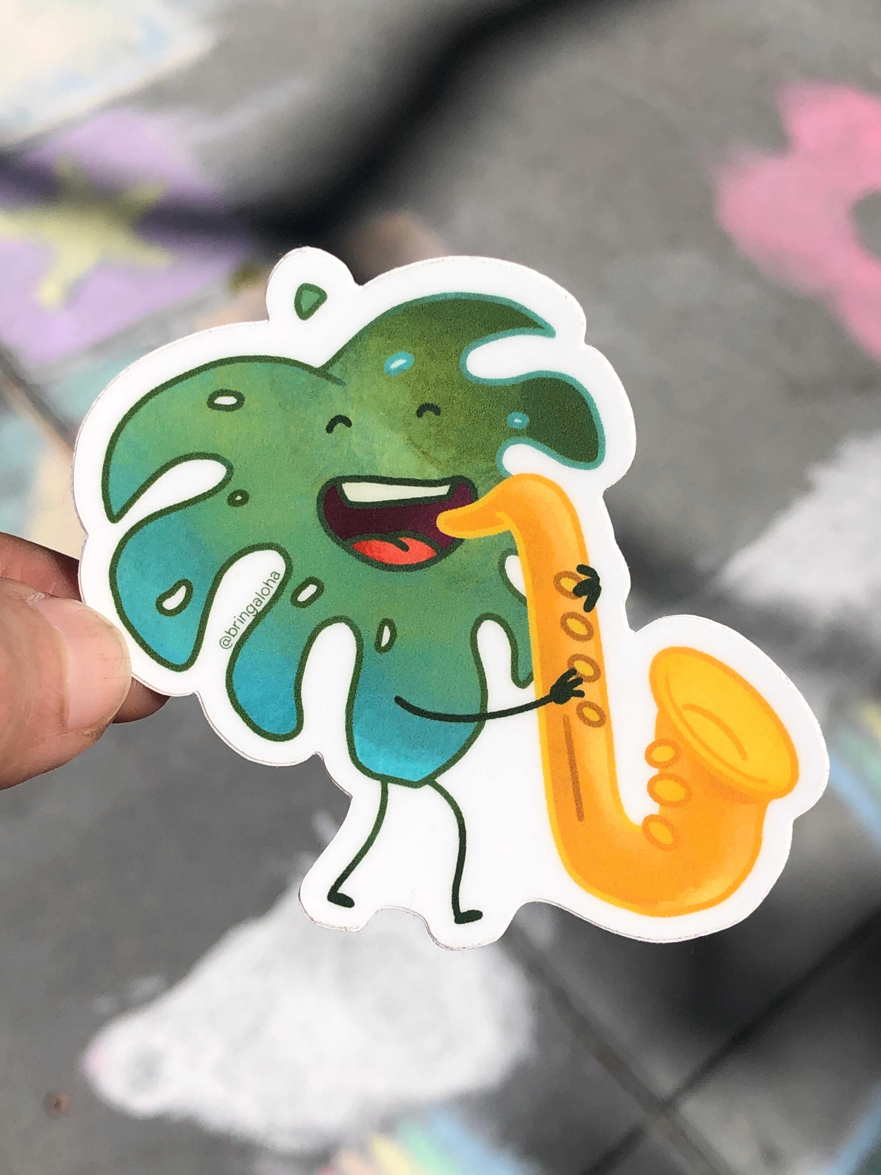 Monstera Saxophone Sticker