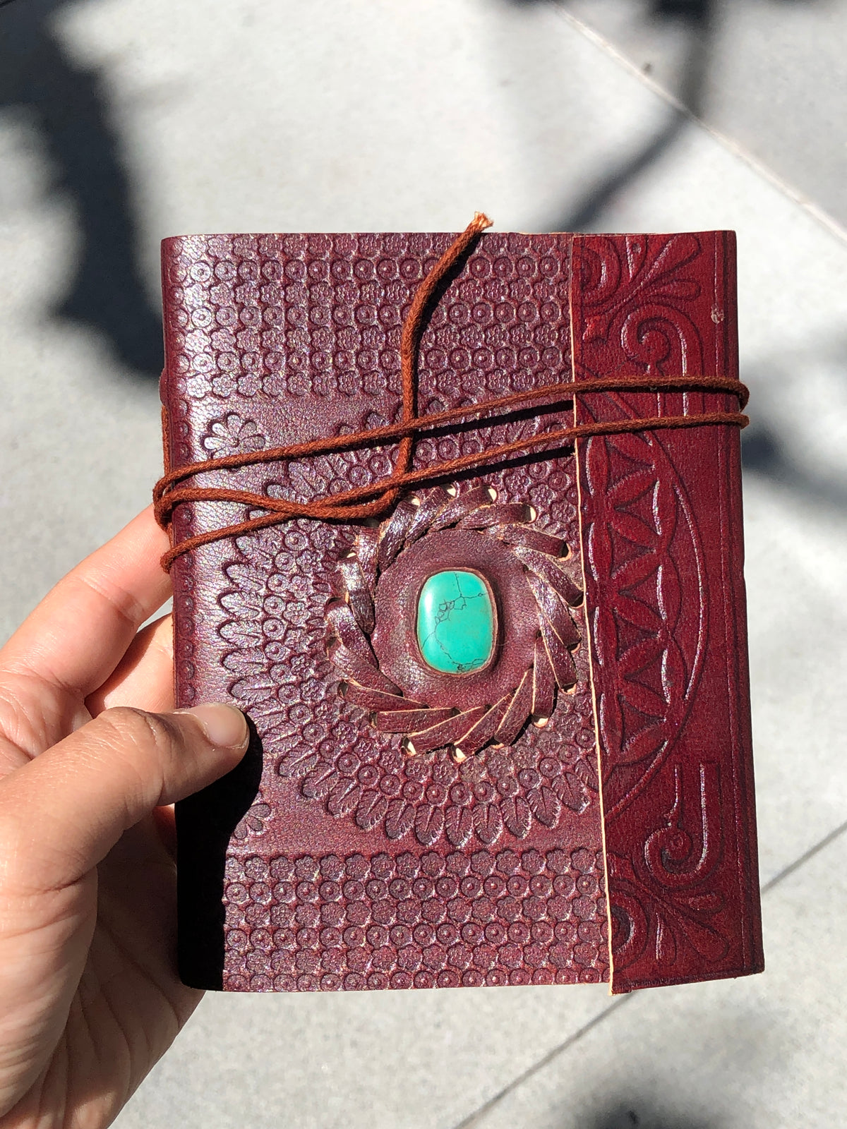 Thin Leather Journal with Stone