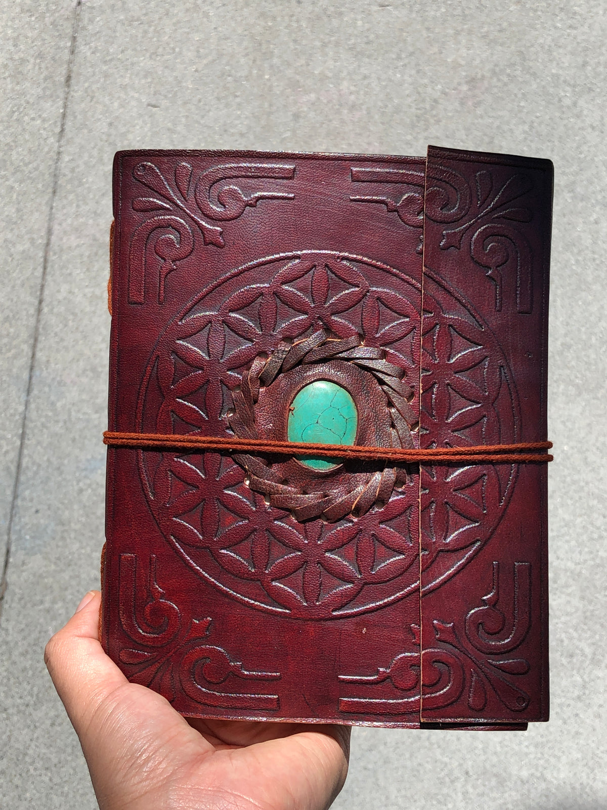 Large Leather Journal with Stone
