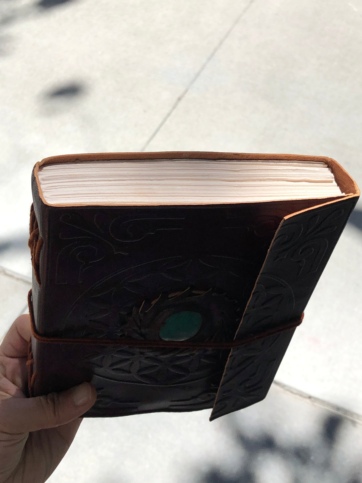 Large Leather Journal with Stone