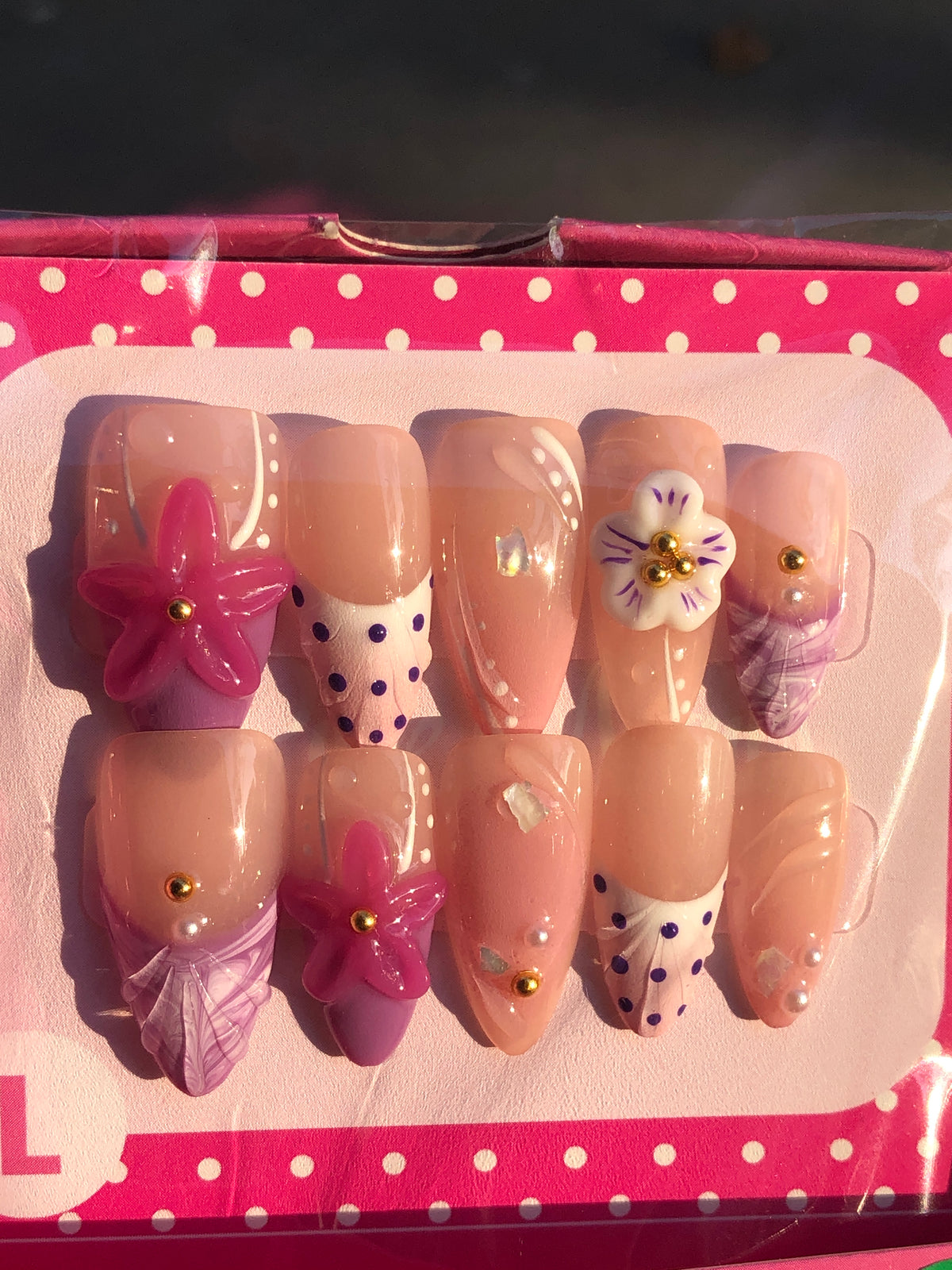 Purple Star Shells Press on Nails