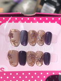 Purple Flower Butterfly Press on Nails