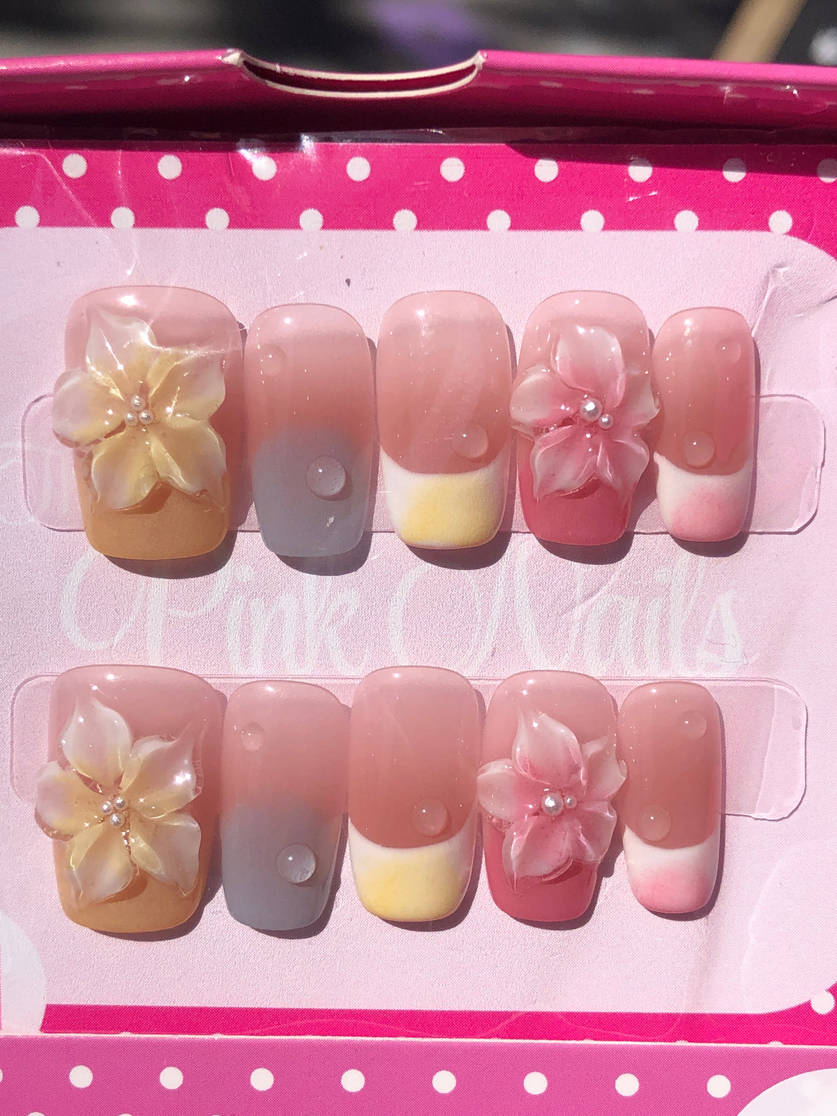 Plumeria Press on Nails