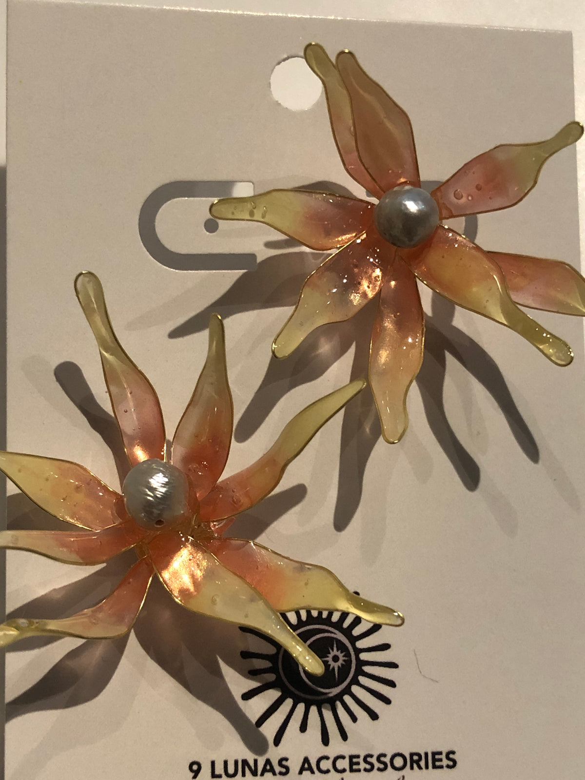Peach Pearl Drop Earrings