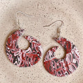 Dangle earrings: burgundy, black, cream swirls