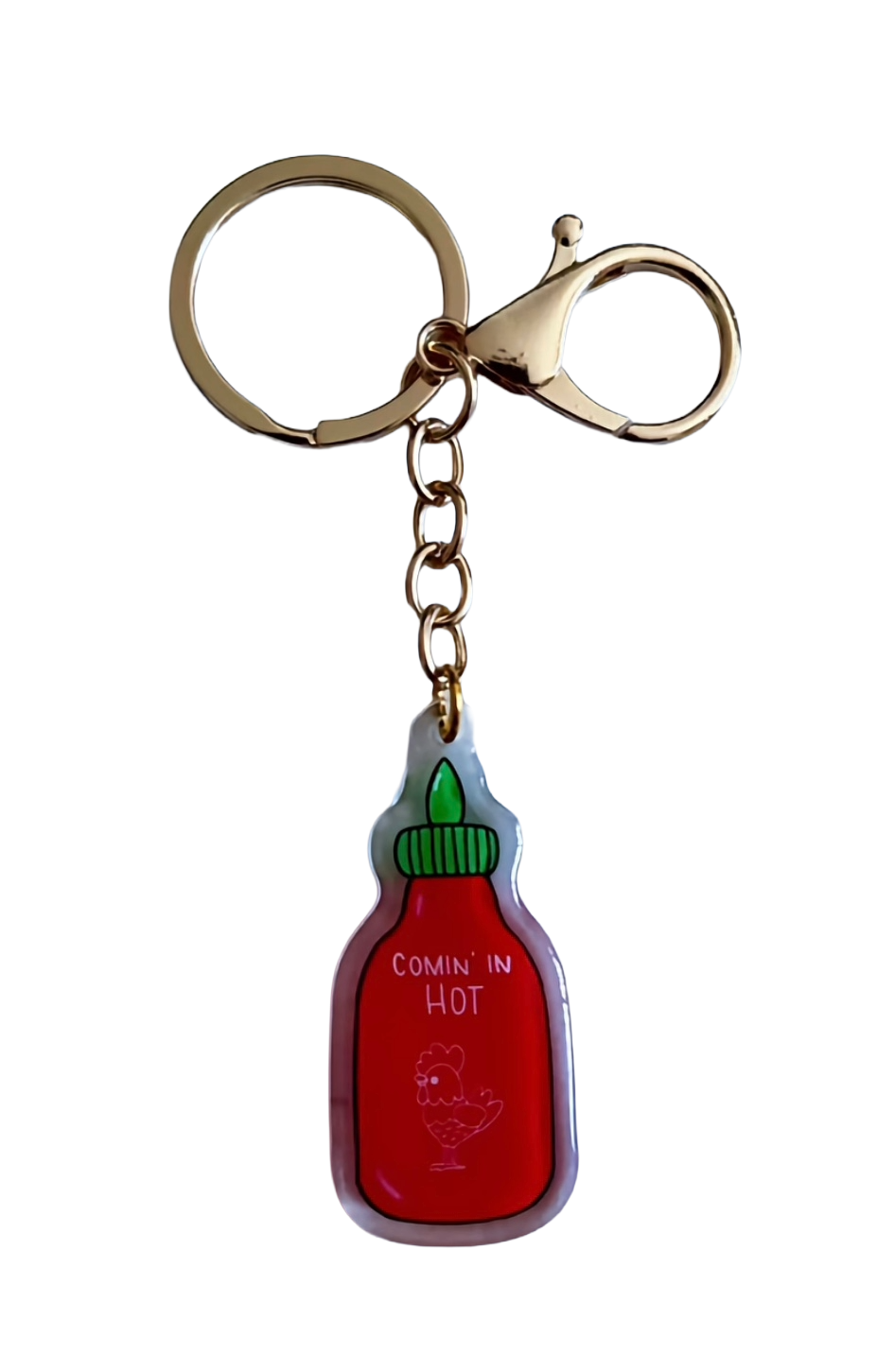 Sriracha Bottle Epoxy Keychain