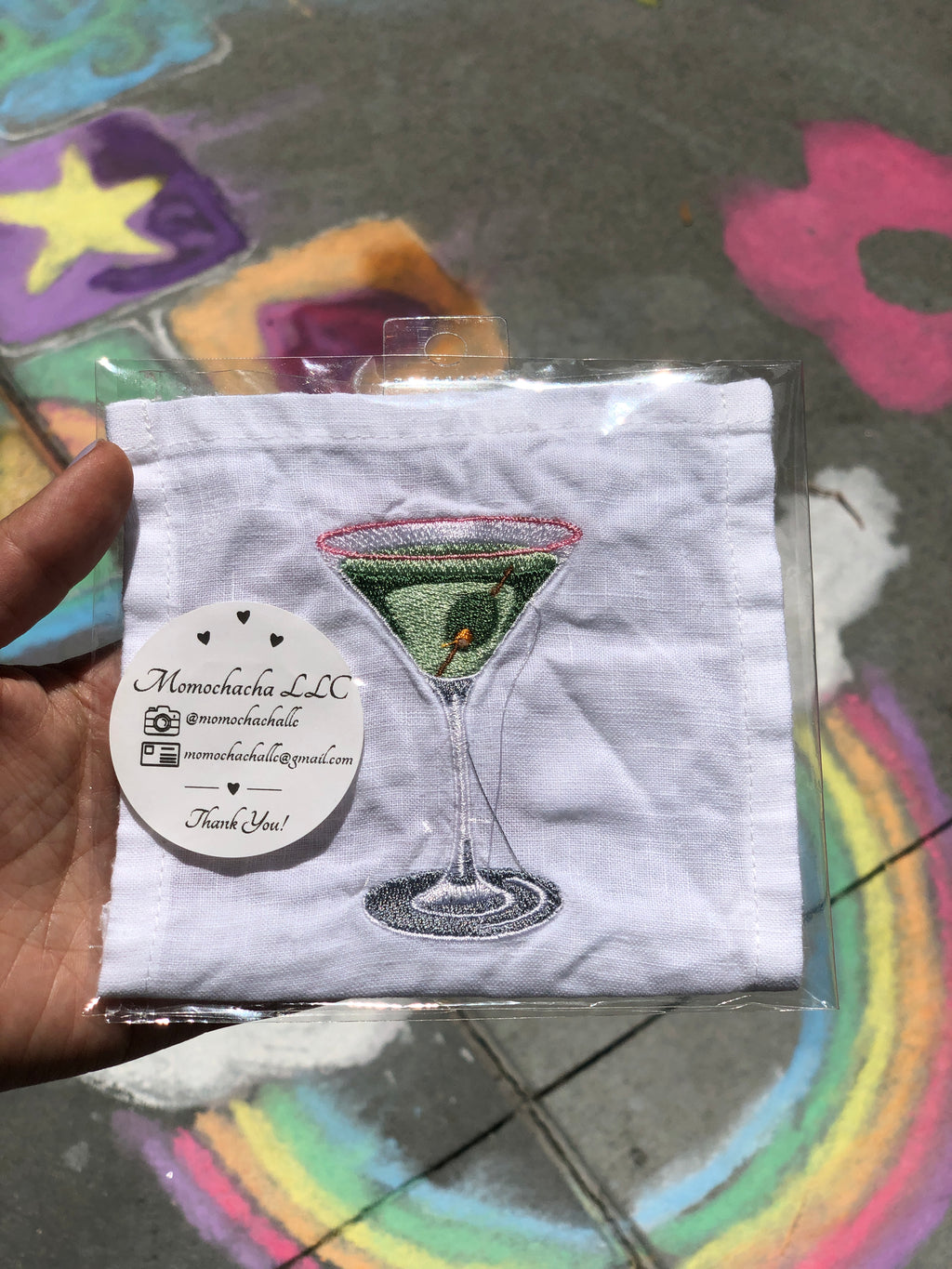 Martini Glass 4"x4" Cocktail Napkin