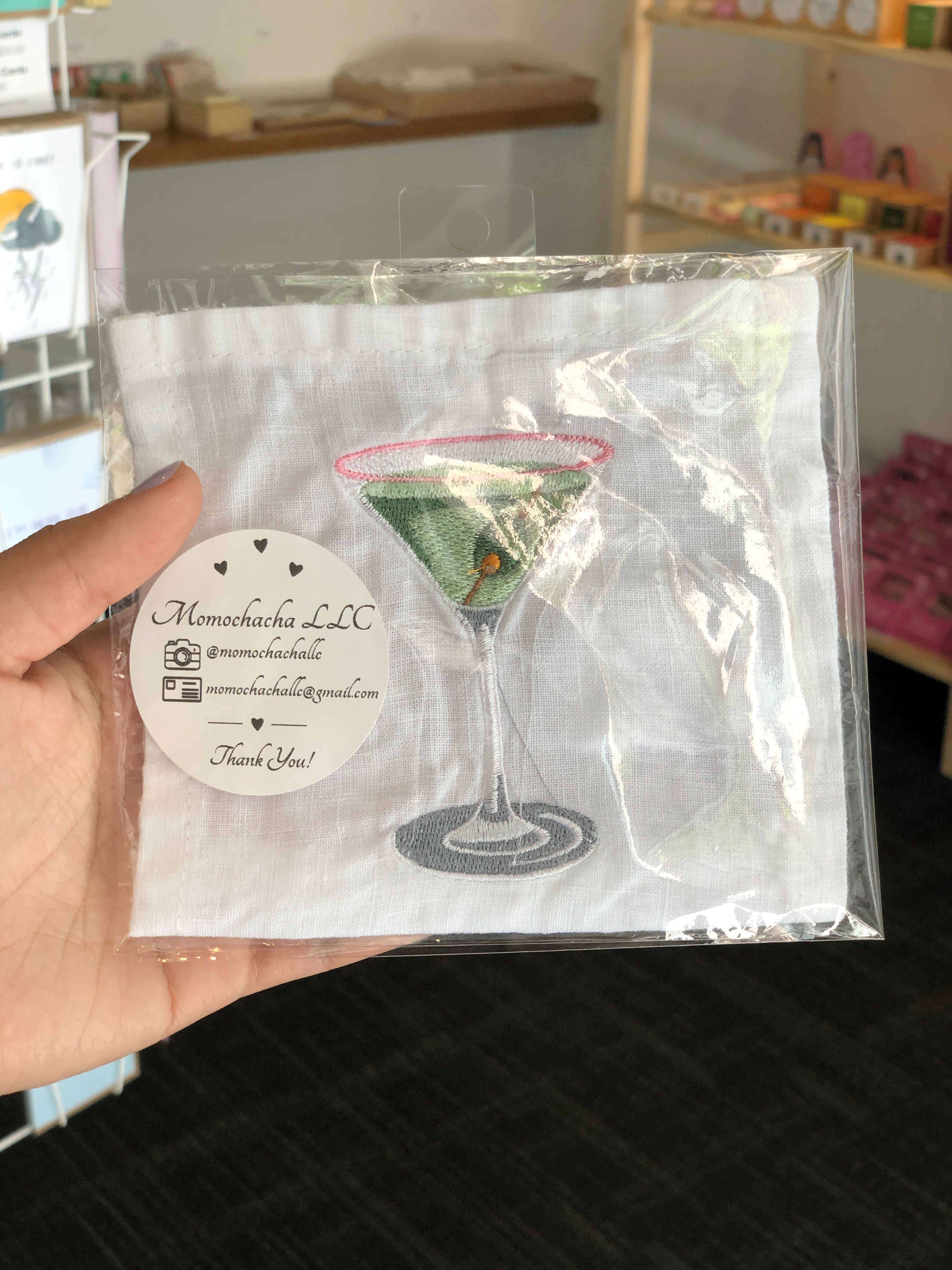 Martini Glass 4"x4" Cocktail Napkin