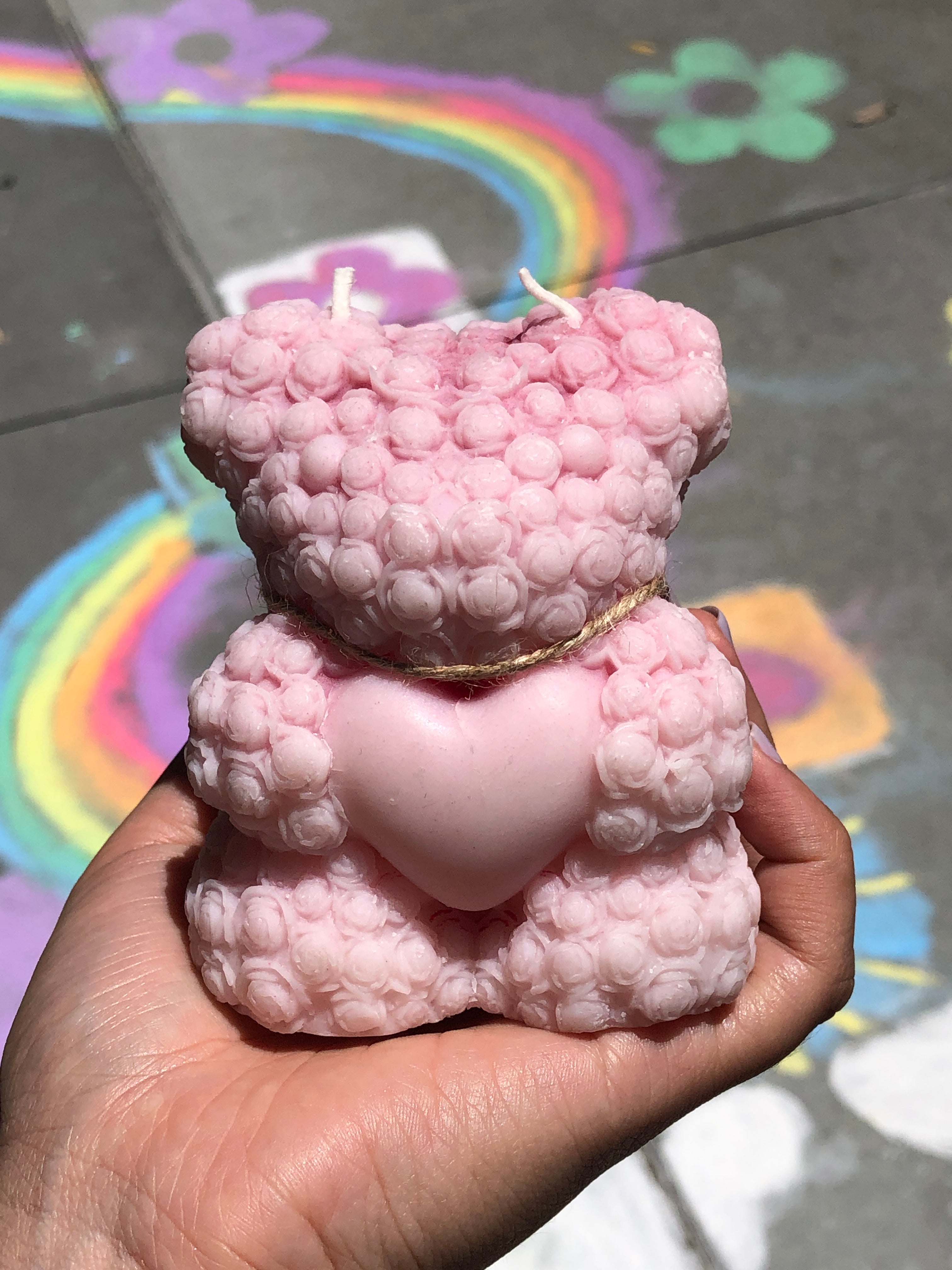 Teddy Bear Candle (Pink)