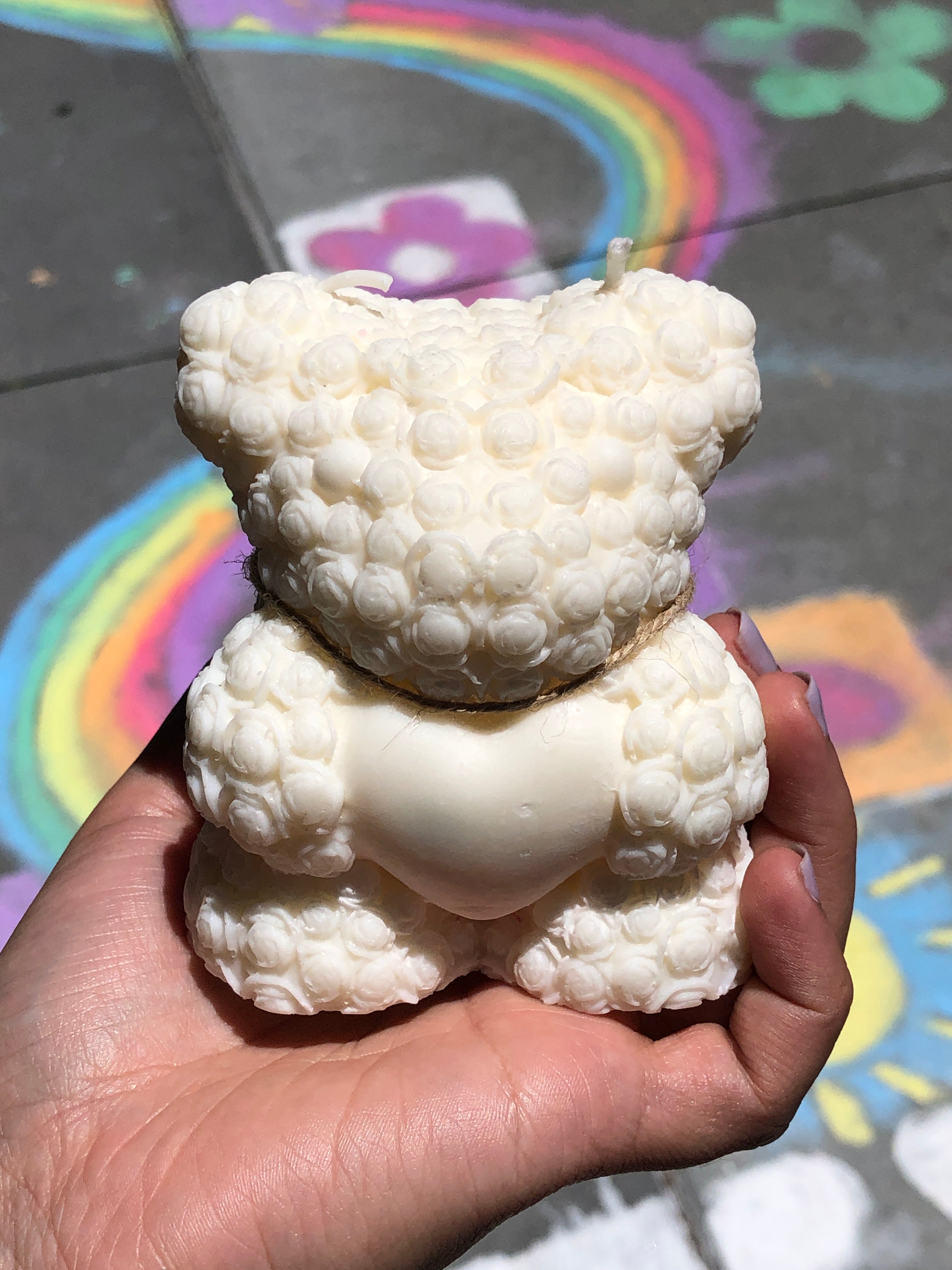 Teddy Bear Candle (white)