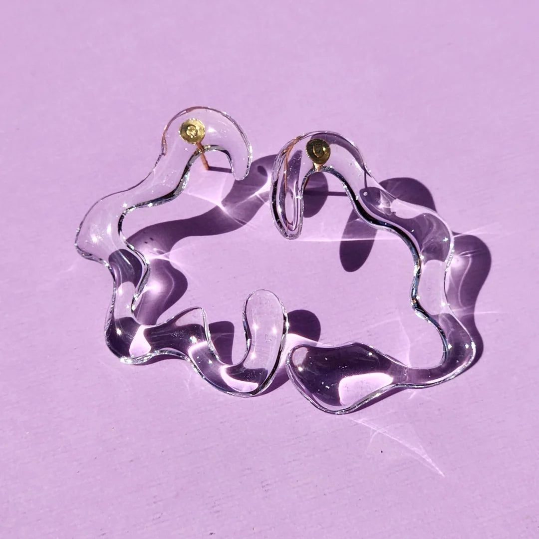 Mini Squiggle Studs - Clear