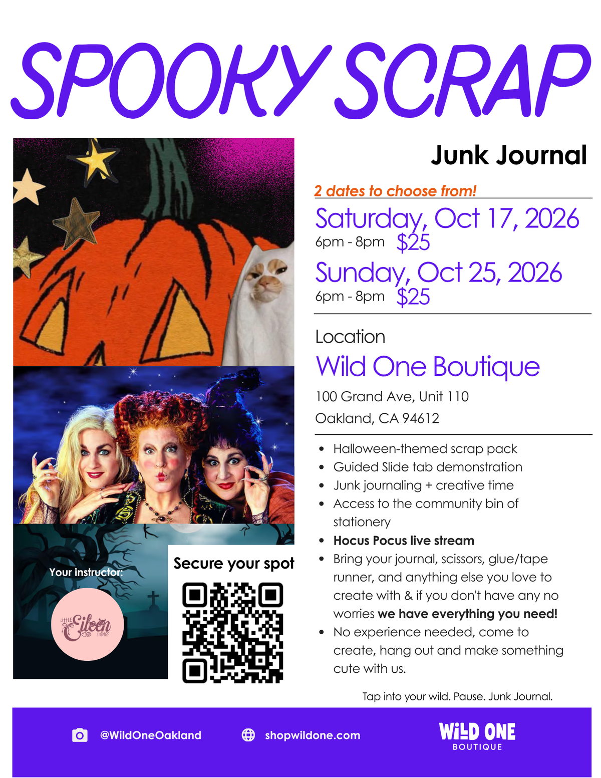 Spooky Scrap Junk Journal Saturday, Oct 17 6pm - 8pm OR Sunday, Oct 25 6pm - 8pm