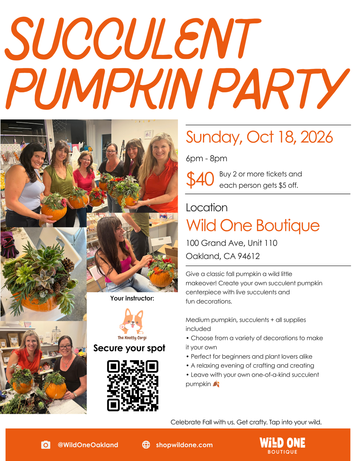 Succulent Pumpkin Party - Sunday, Oct 18, 2026 6pm - 8pm