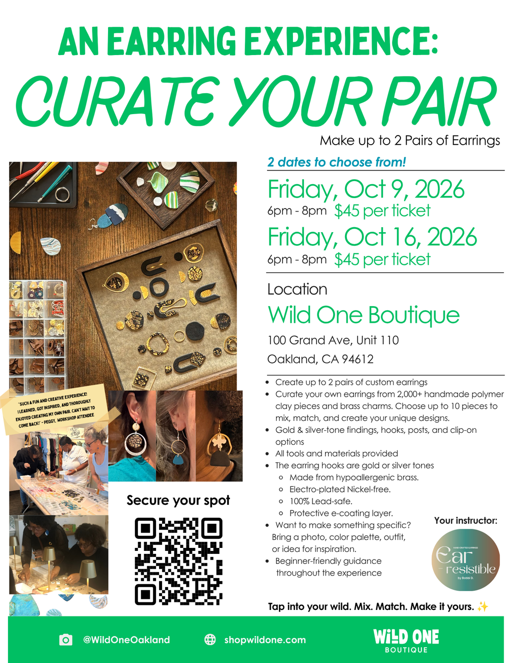 An Earring Experience: Curate Your Pair - Friday, Oct 9, 2026 OR Friday, Oct 16, 2026