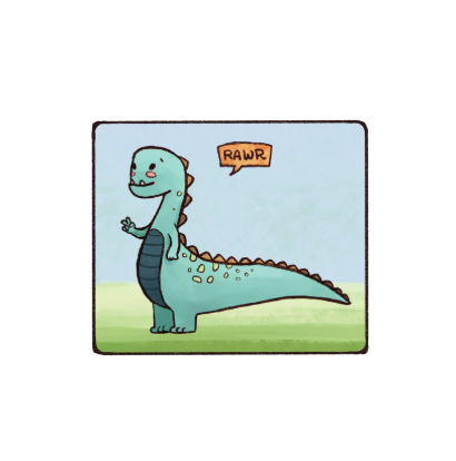 Dinosaur Waving 8"x8" Art Print
