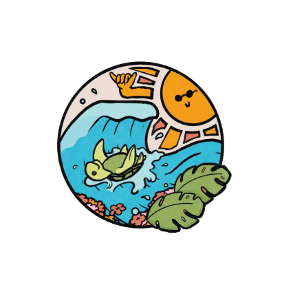 Turtle Surfing 8"x8" Art Print