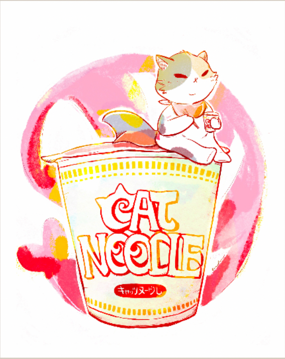 Cat Noodle Art Print