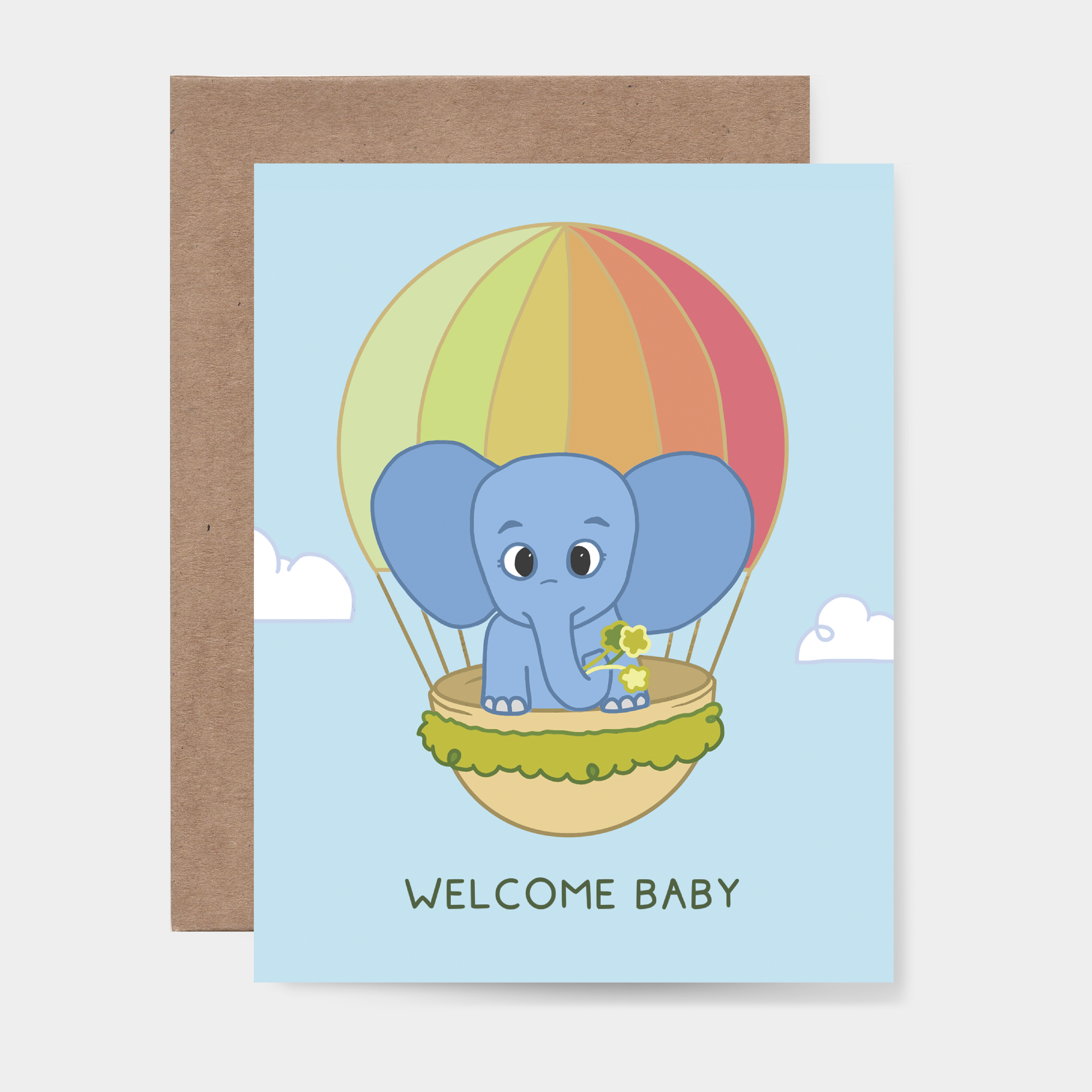 Welcome Baby Elephant Greeting Card