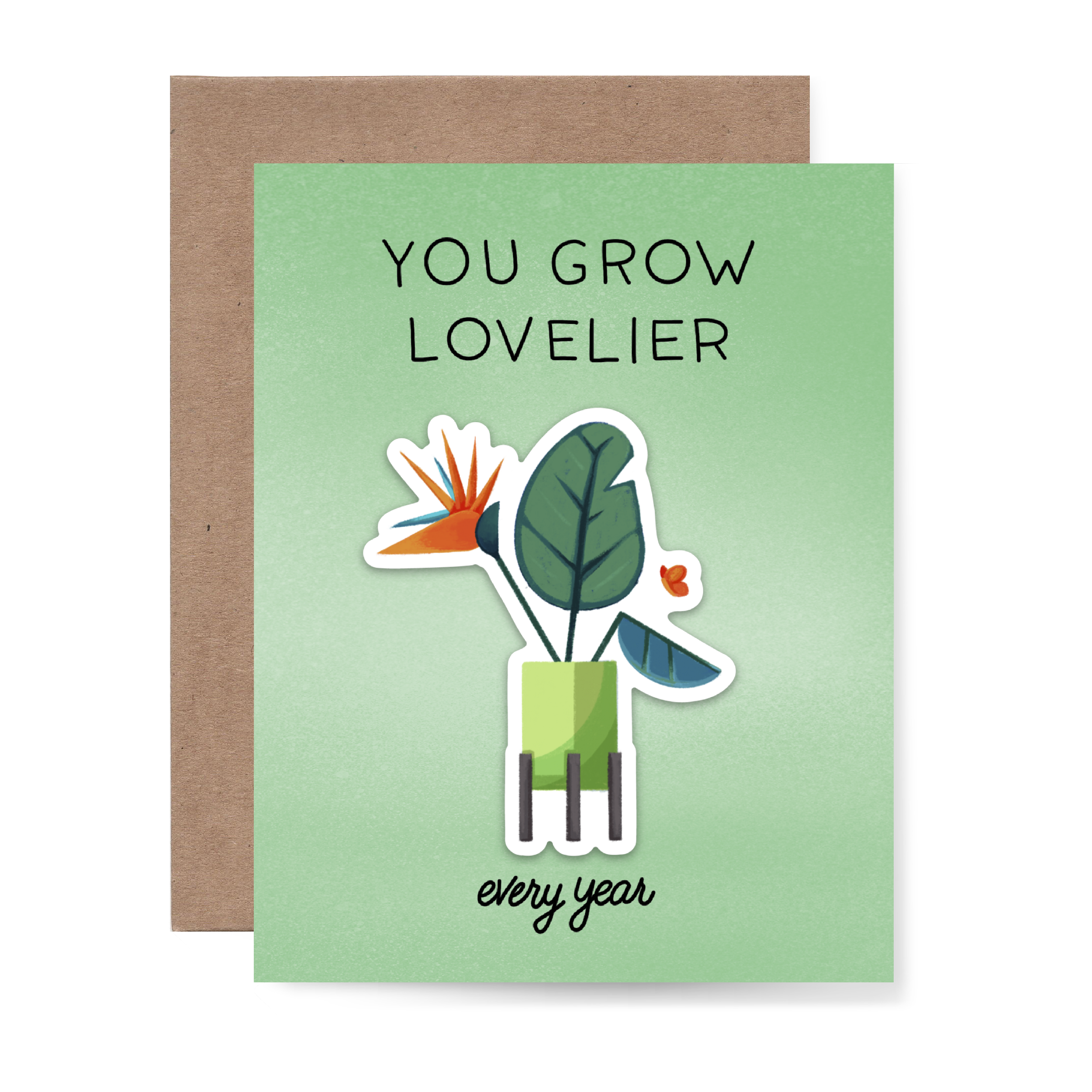 You Grow Lovelier Every Year, Bird of Paradise Sticker Card