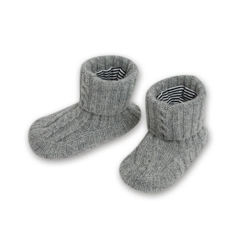 Cashmere Baby Booties - gray