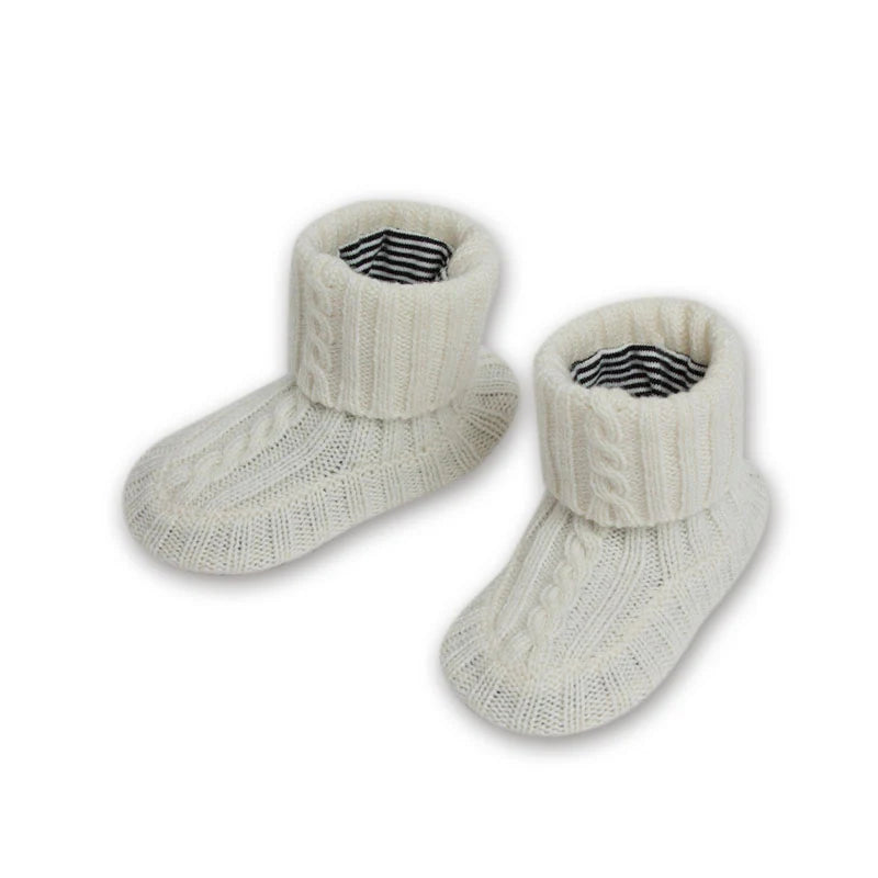 Cashmere Baby Booties - white