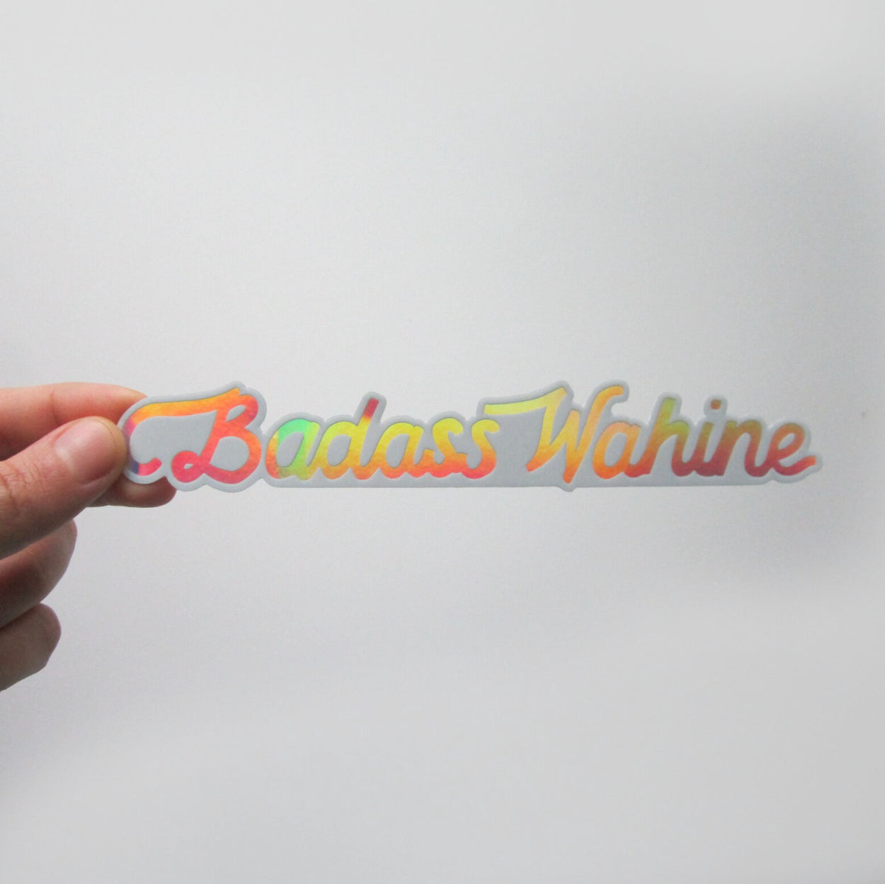 Badass Wahine Text Holographic Sticker