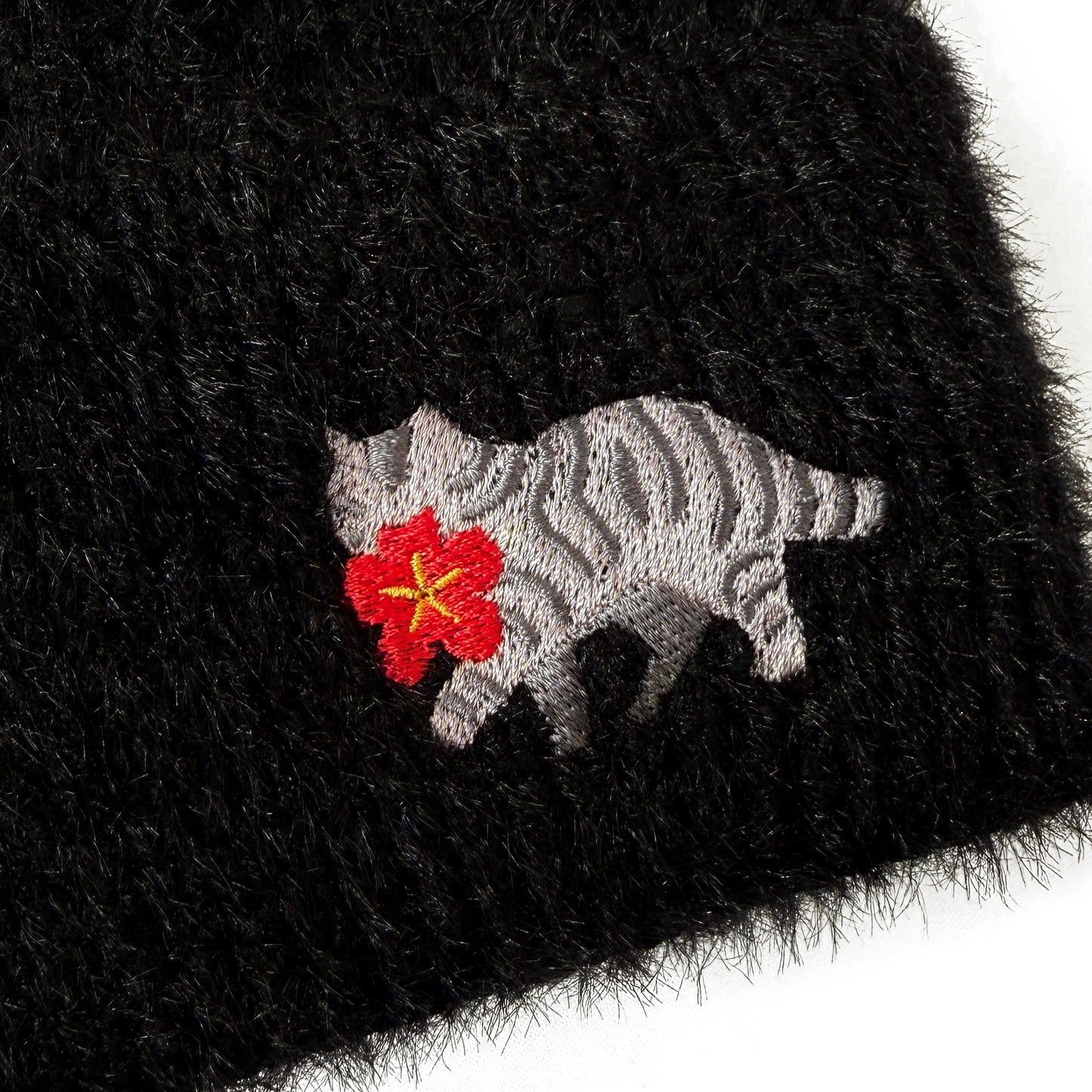 Bloom Thief: Embroidered Cat Ear Beanie (Black)