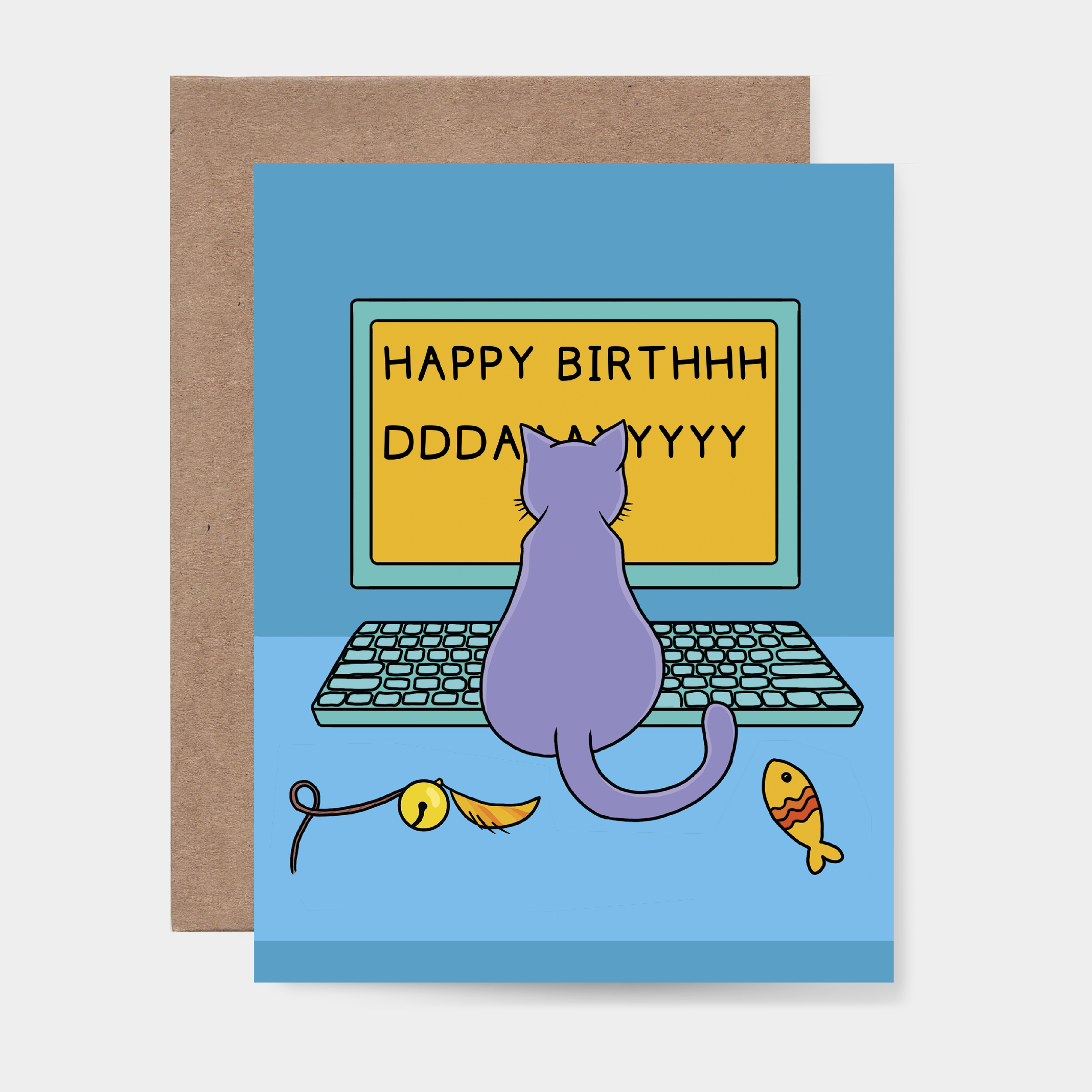 Happy Birthday Cat Keyboard Greeting Card