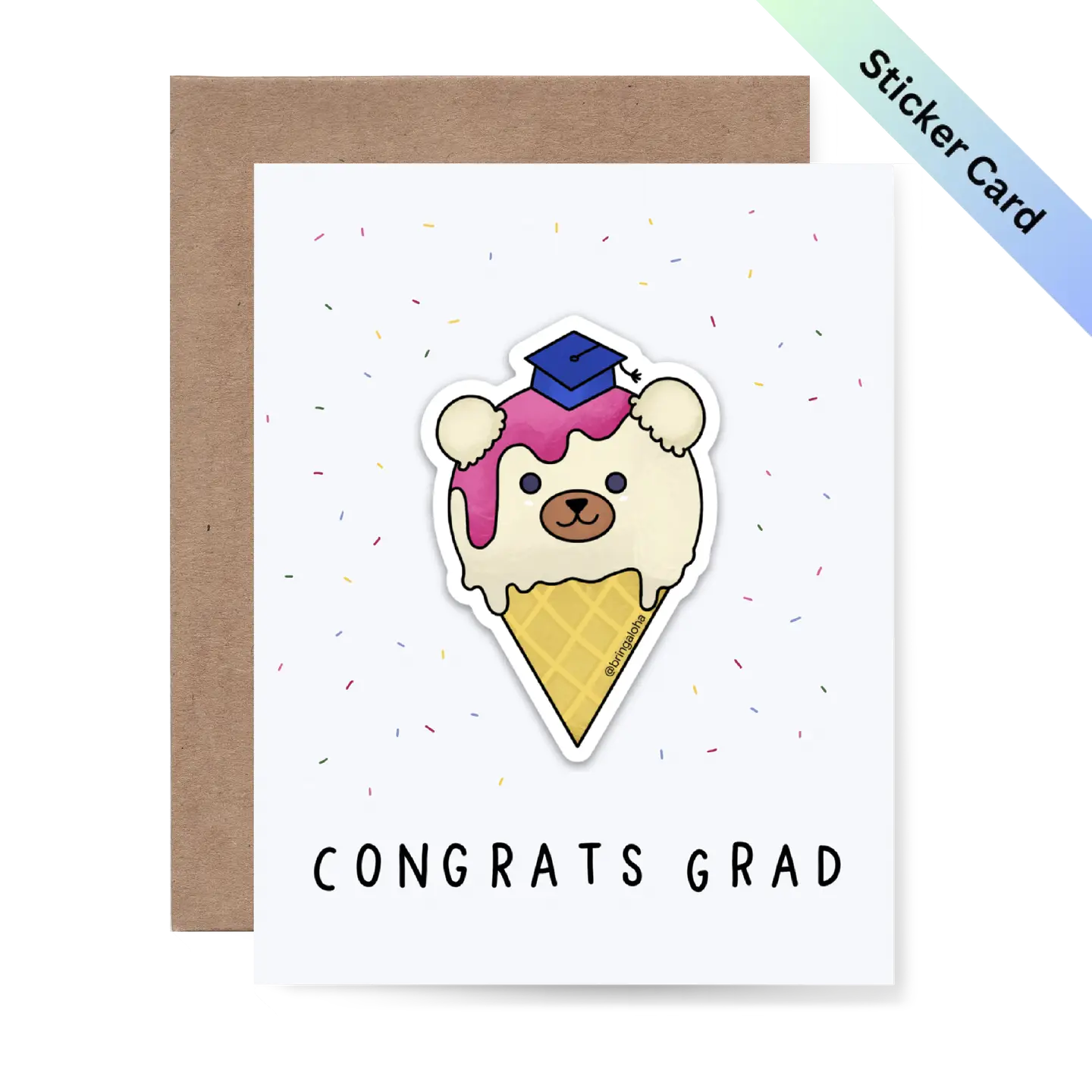 Congrats Grad Ice Cream Sticker Card