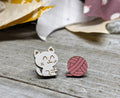 Cat & Yarn Stud Earrings