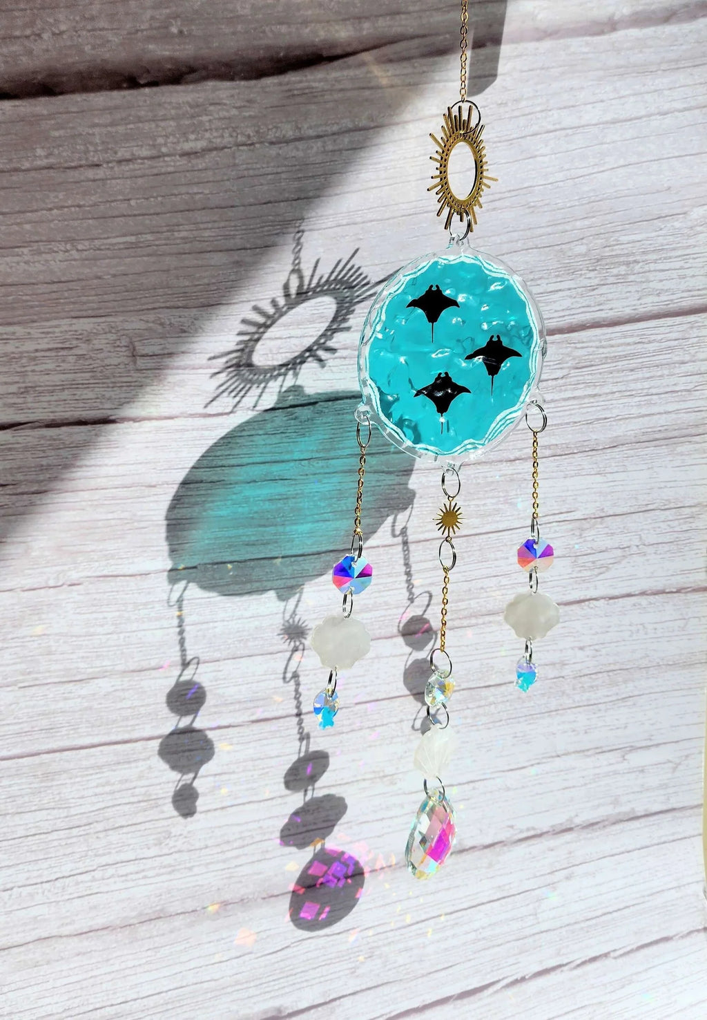 Ocean Manta Rays Crystal Suncatcher