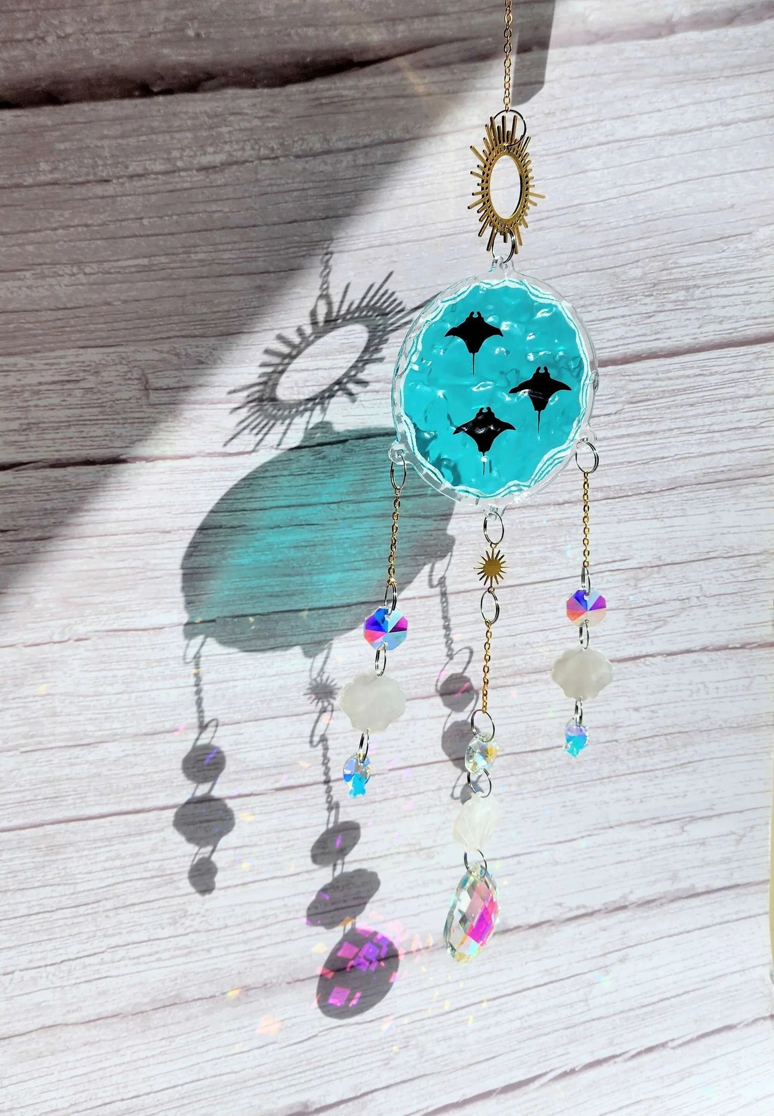 Ocean Manta Rays Crystal Suncatcher