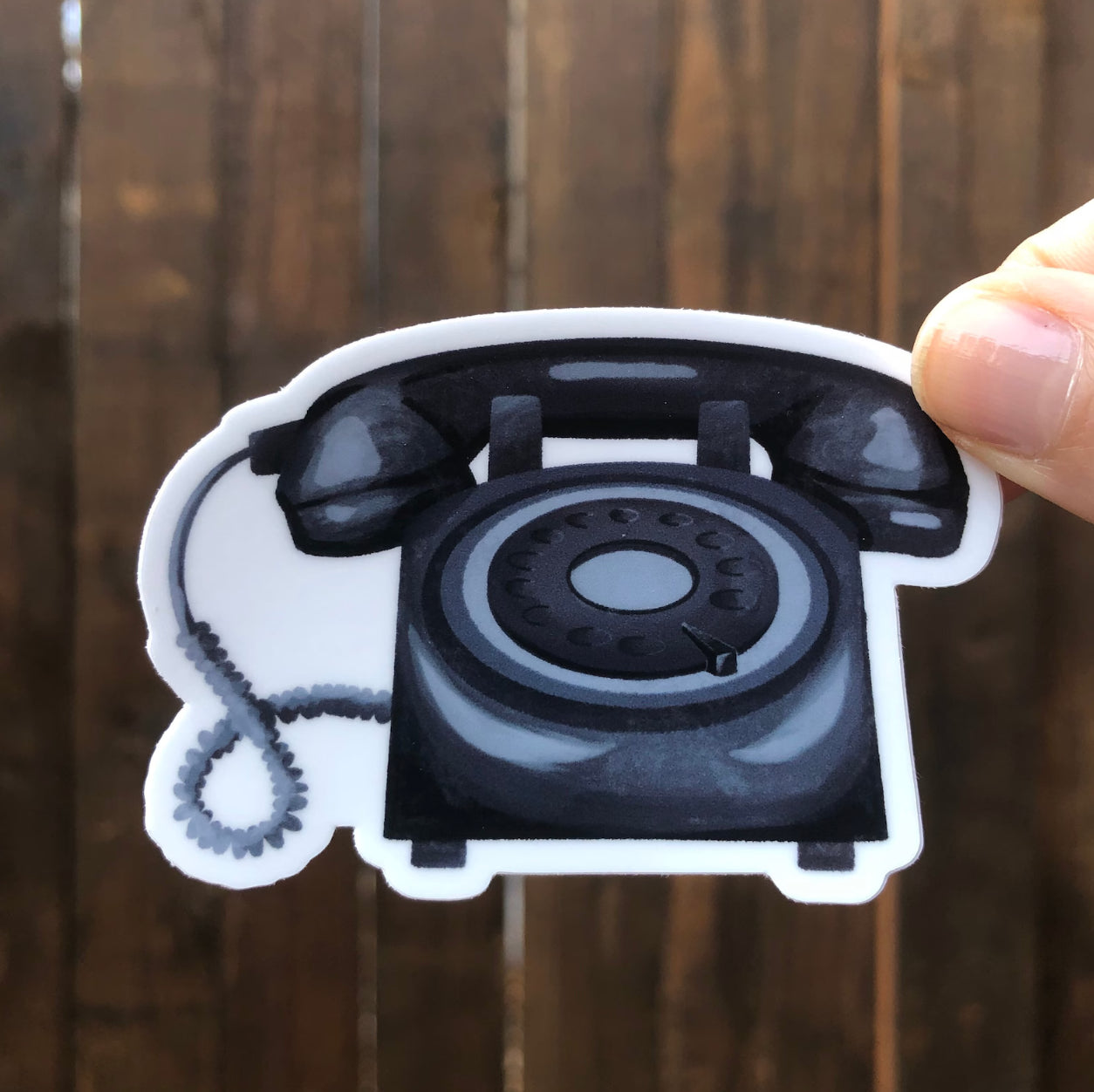 Retro Vintage Black Rotary Telephone Sticker