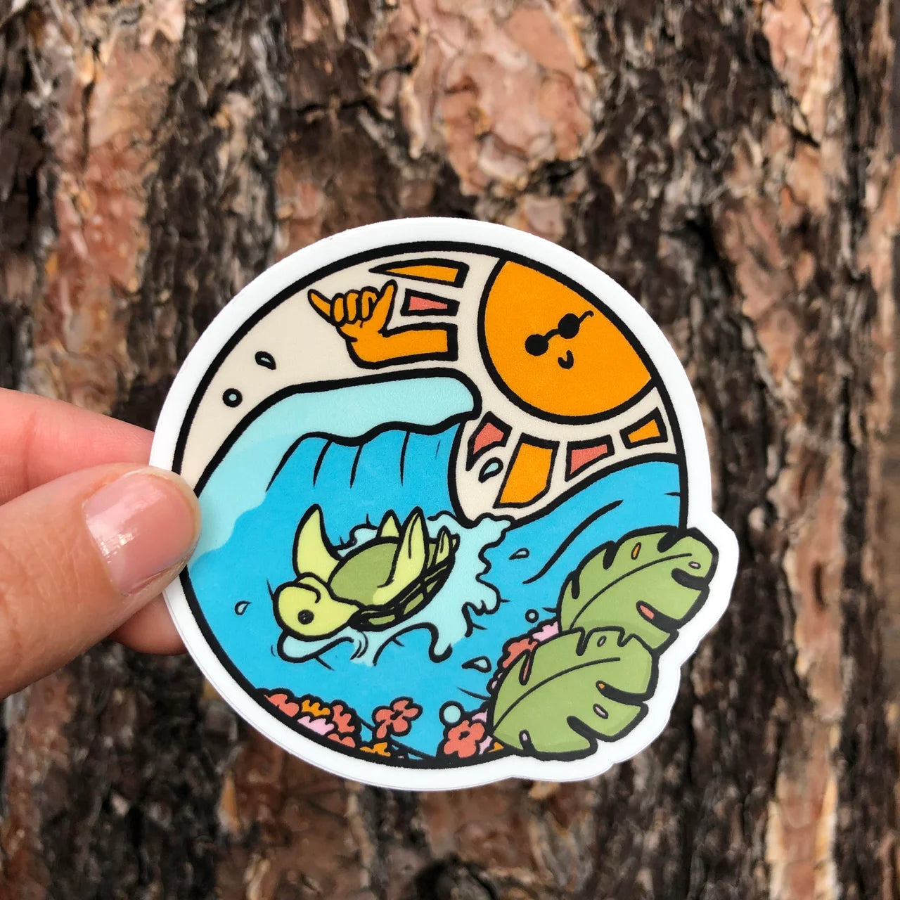 Turtle Surfing Sticker